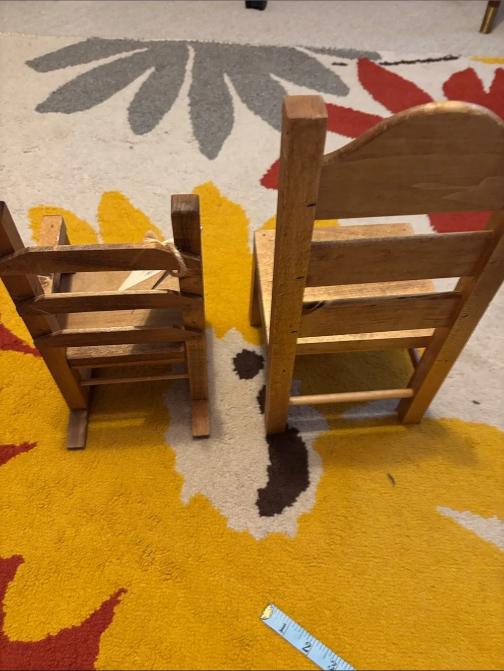 Two Wood doll chairs